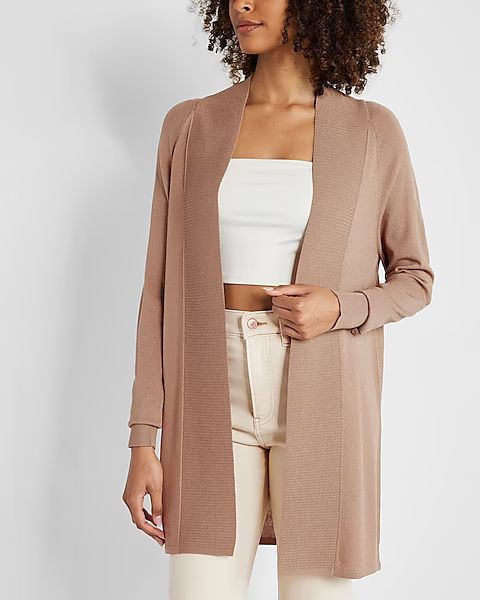 Wide Ribbed Trim Cardigan | Express