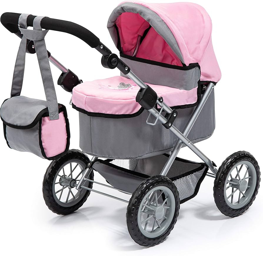 Bayer Design Baby Doll Trendy Pram in Grey/Pink, 67 x 41 x 68 centimeters | Amazon (US)