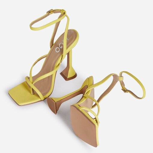 Freestyle Square Toe Pyramid Heel In Yellow Faux Leather | EGO Shoes (US & Canada)