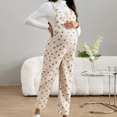 Maternity Heart-Shaped Ruffled Sleeveless Jumpsuit | SHEIN