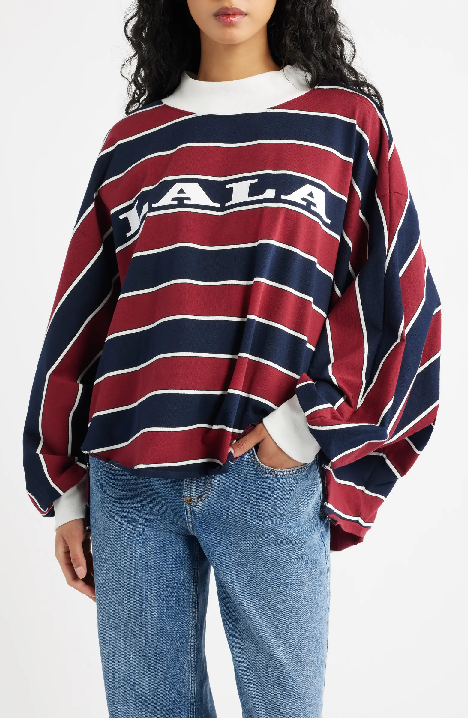College Dropout Oversize Stripe Logo Sweatshirt | Nordstrom