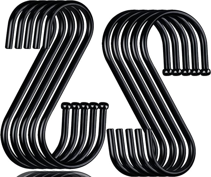 30 Pack S Hooks Heavy Duty,S Hooks for Hanging Clothes,Black Metal S Shaped Hooks for Hanging Pla... | Amazon (US)