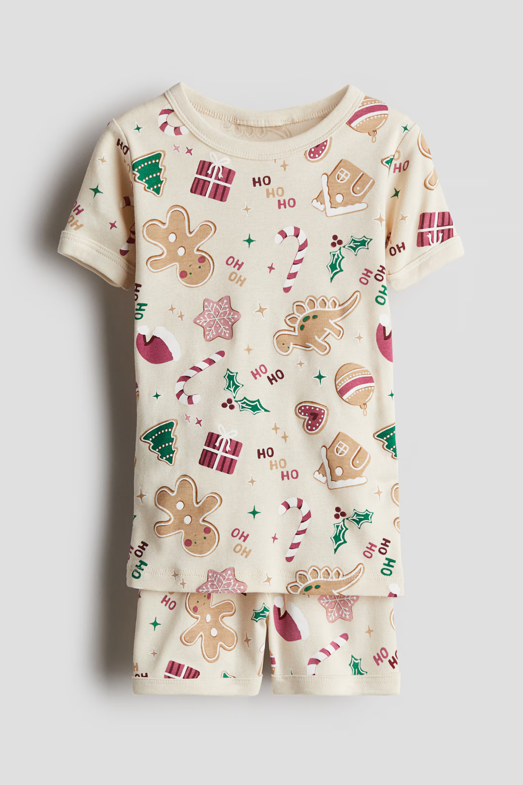 Snug Fit Cotton Pajamas - Light beige/Christmas - Kids | H&M US | H&M (US + CA)