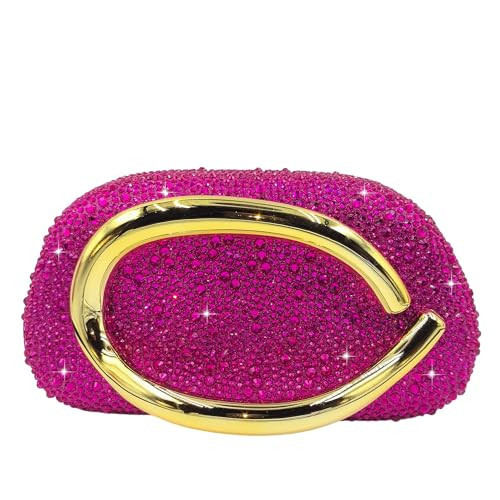 Boutique De FGG Mini Rhinestone Clutch Purses for Women Dressy,Sparkly Hot Pink Evening Bags,Wedding Bridal Crystal Clutch Handbag | Amazon (US)