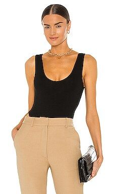 RE ONA Scoop Neck Tank Bodysuit in Black from Revolve.com | Revolve Clothing (Global)