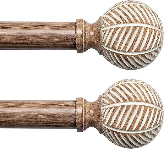 Wood Curtain Rods for Windows: 1 Inch Diameter Adjustable Drapery Rods 48" to 86", Decorative Win... | Amazon (US)