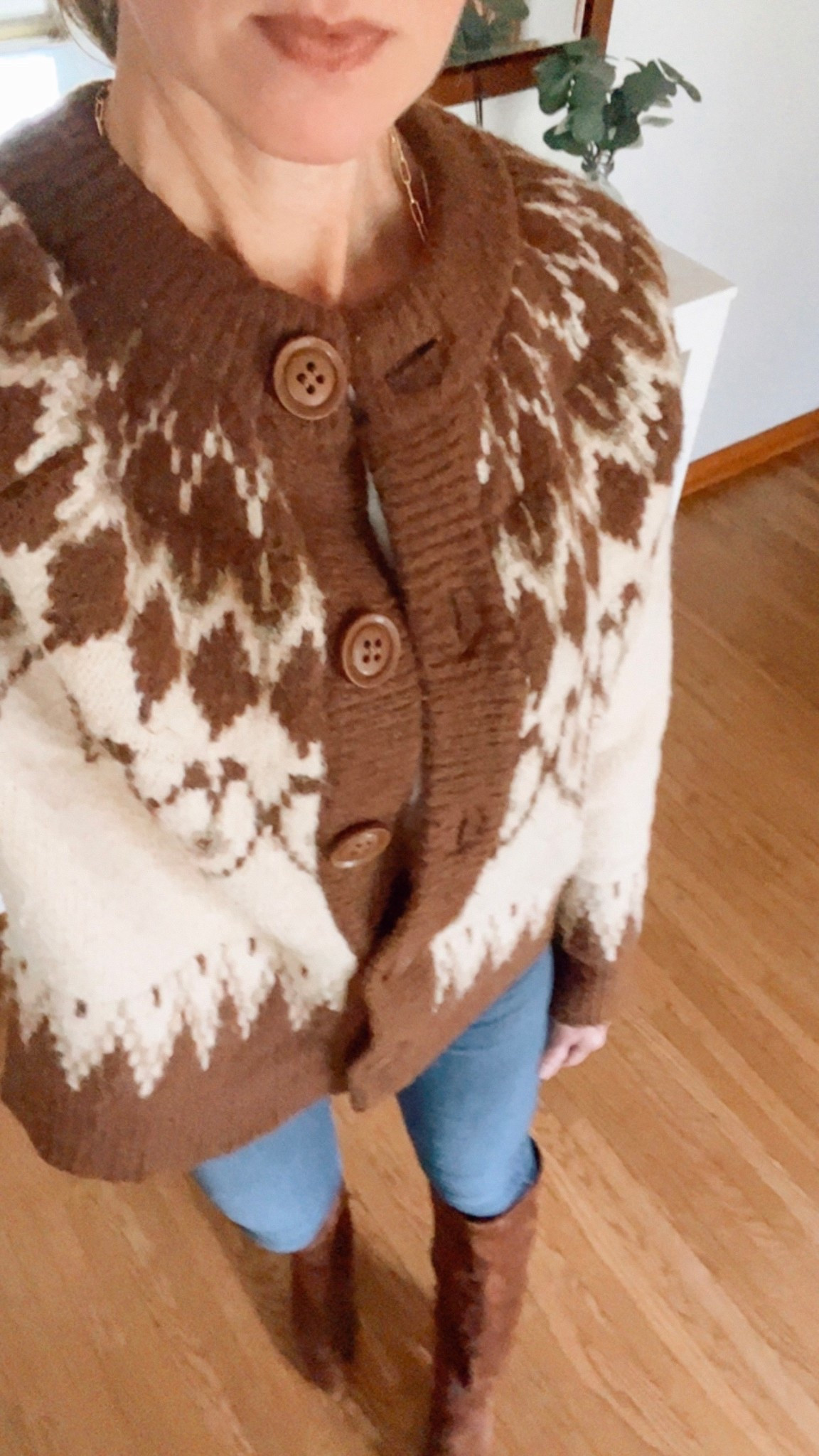 Fair isle cardigan sweater - Black Friday deals - Cozy winter sweater gift idea #over40style #ootd - Skinny jeans with tall boots and a sweater for winter outfit #over50style

#LTKOver40 #LTKootd #LTKHoliday
