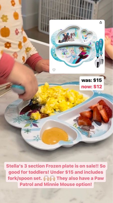 Frozen 3 section plate for toddlers! Includes fork and spoon and is on sale for under $15!! 🙌🏼

#LTKhome #LTKkids #LTKsalealert