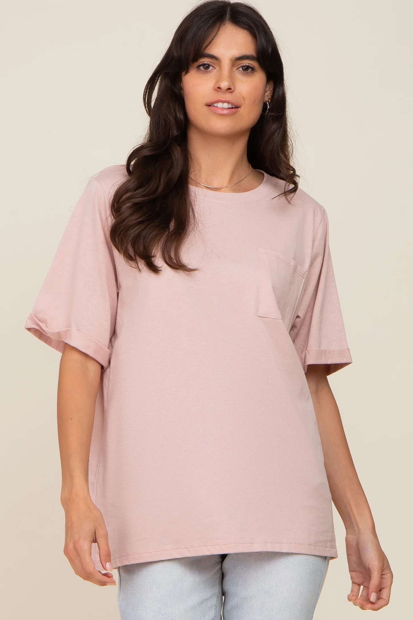 Lavender Oversized Pocket Front Short Sleeve Top | PinkBlush Maternity