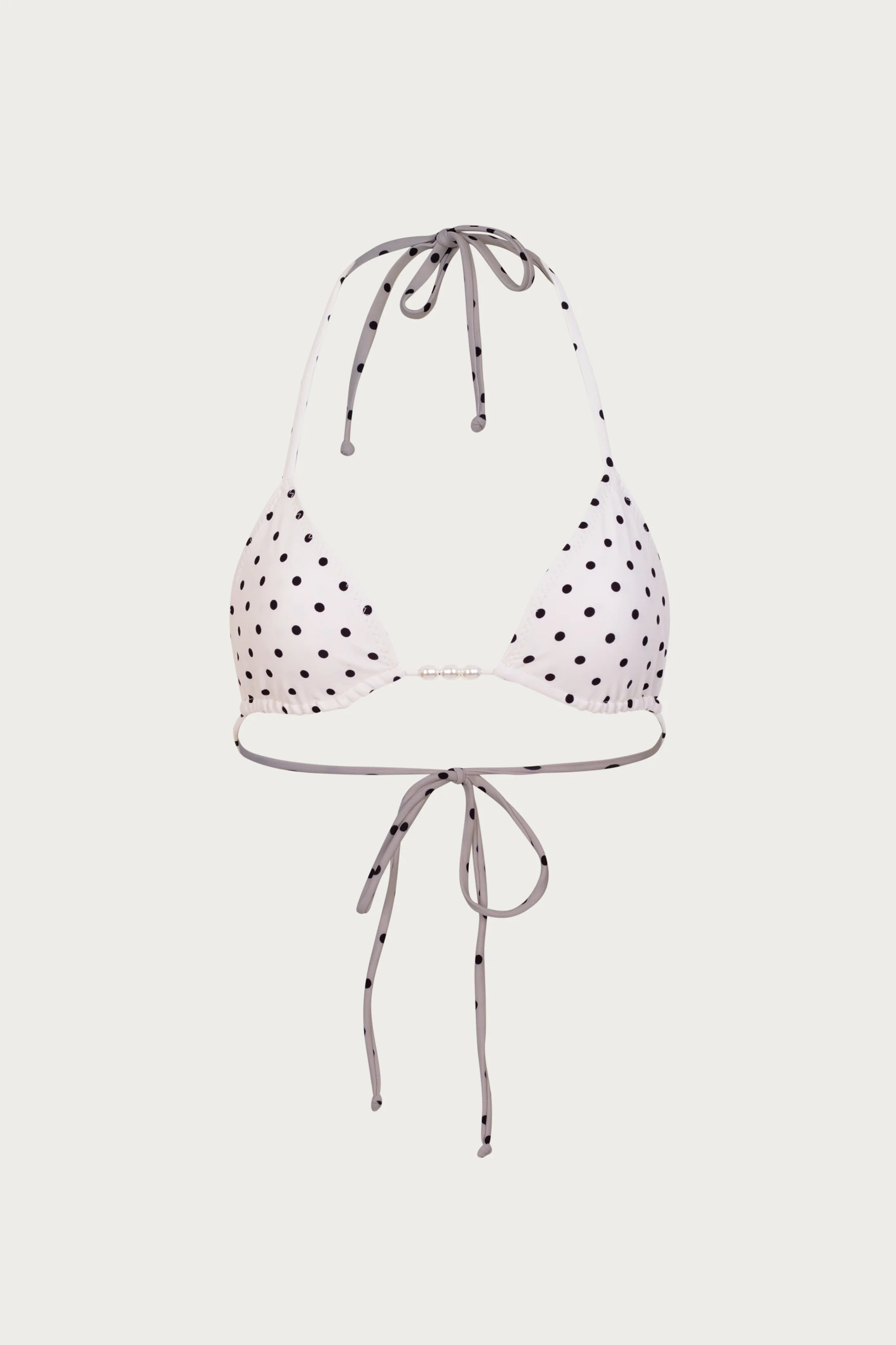 Beaded Triangle Top (Cream Black Polka Dot) | SAME