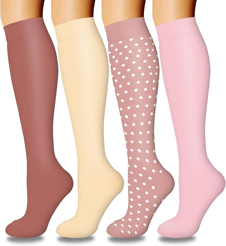 4 Pairs-Compression Socks for Women&Men Circulation-Best Support for Nurses,Running,Athletic | Amazon (US)