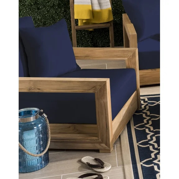 Safavieh Couture Martinique Coastal Eucalyptus Wood Solid Print Armchair, Natural/Beige | Walmart (US)