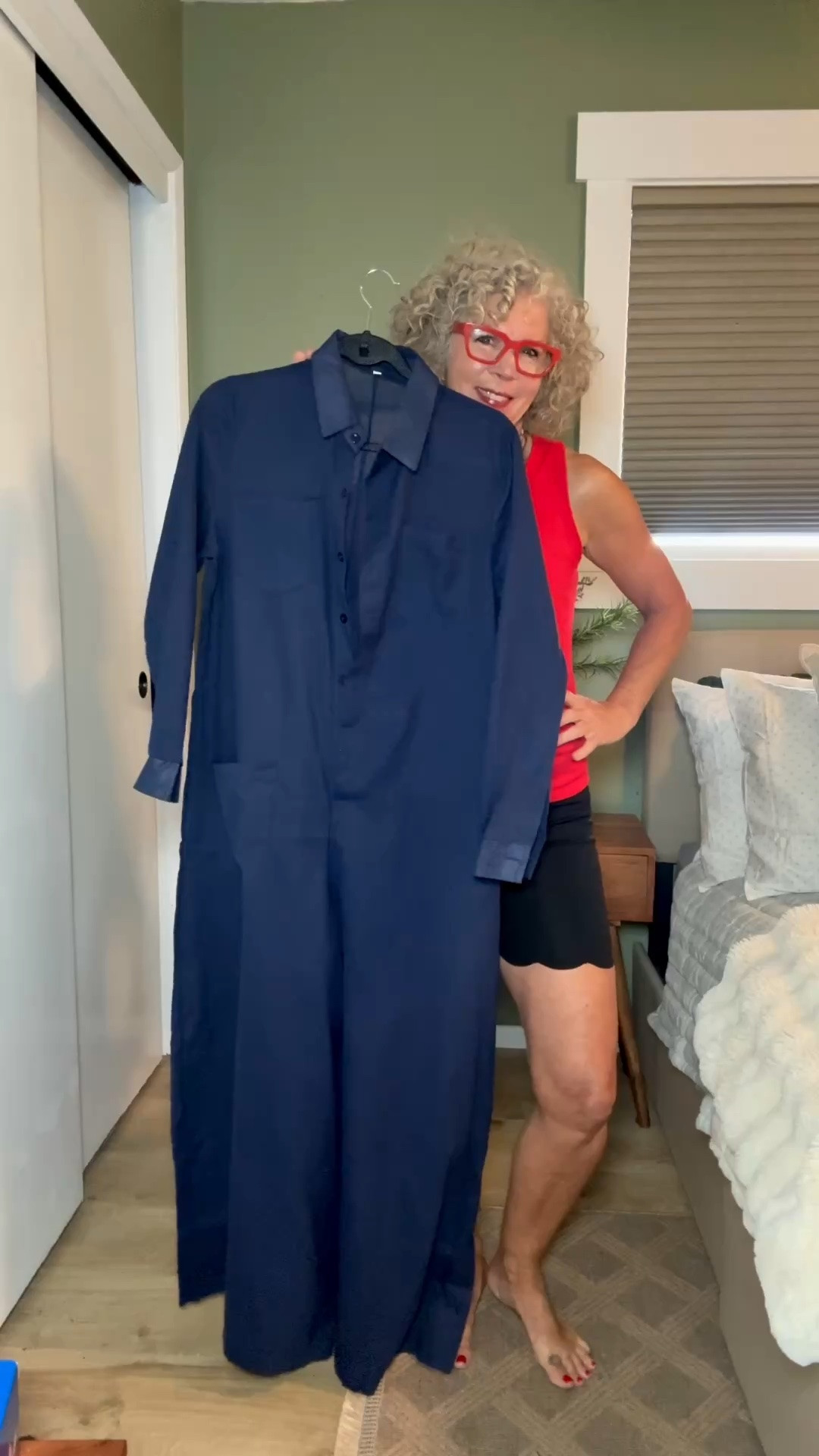 I love this cozy comfy jumpsuit, it is a bit see through so I wore a tank and biker shorts.
Size medium
Tank size small
My exact shoes are sold out in red, i oinked them in a diffrent color and the red with two straps tts