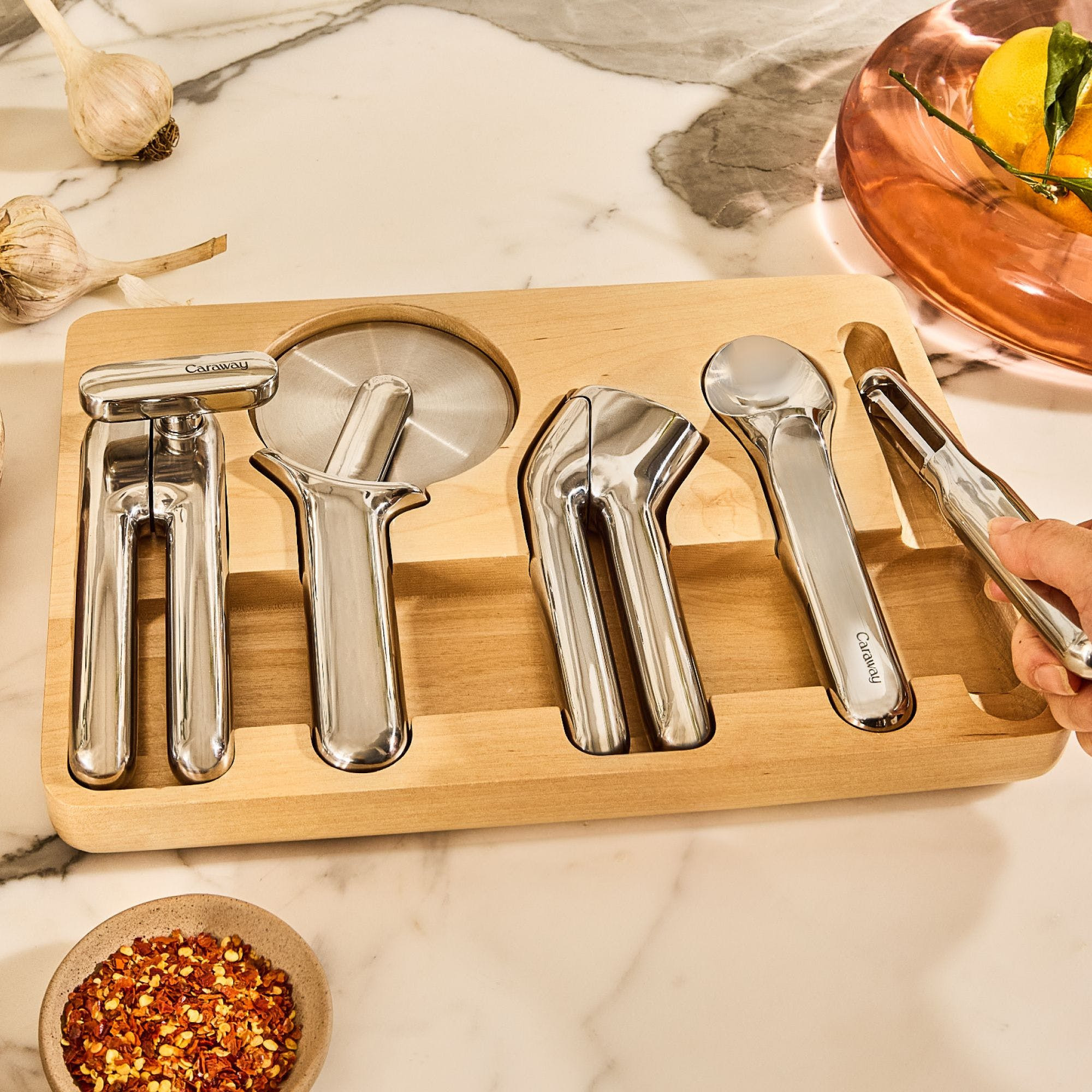 Stainless Steel 5 Piece Kitchen Gadget Set | Non-Toxic, Durable Stainless Steel | Rust-Resistant & Ergonomic Design | Caraway | Caraway