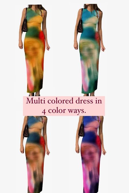 Multi colored bodycon dress. Kendall Jenner bodycon dress look for less.
Runs TTS & Not see through. 

#LTKstyletip #LTKunder50