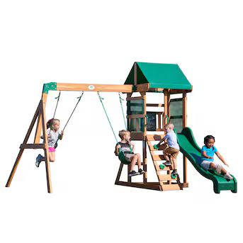 Backyard Discovery Buckley Hill Residential Wood Playset with Slide | Lowe's