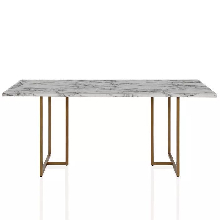 Edith Rectangular Faux Marble Dining Table White/Gold - CosmoLiving by Cosmopolitan | Target