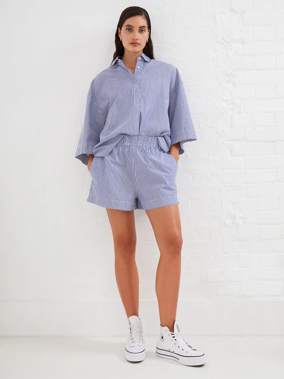 Rhodes Poplin Stripe Popover Shirt | French Connection (UK)