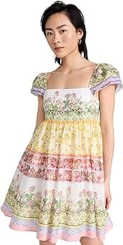 Alice + Olivia Women's Tamia Puff Sleeve Babydoll Mini Dress | Amazon (US)