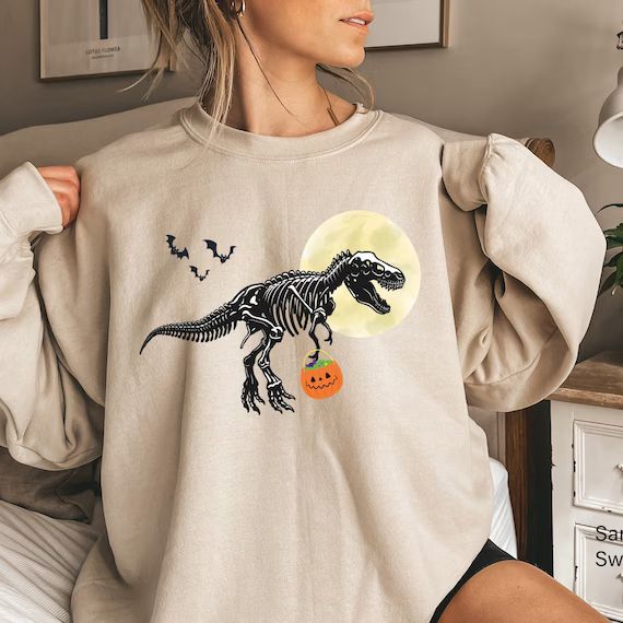Halloween Trex Shirt,Funny Halloween Sweatshirt,Halloween Dinosaur Hoodie,Cute Spooky Saurus Rex ... | Etsy (US)