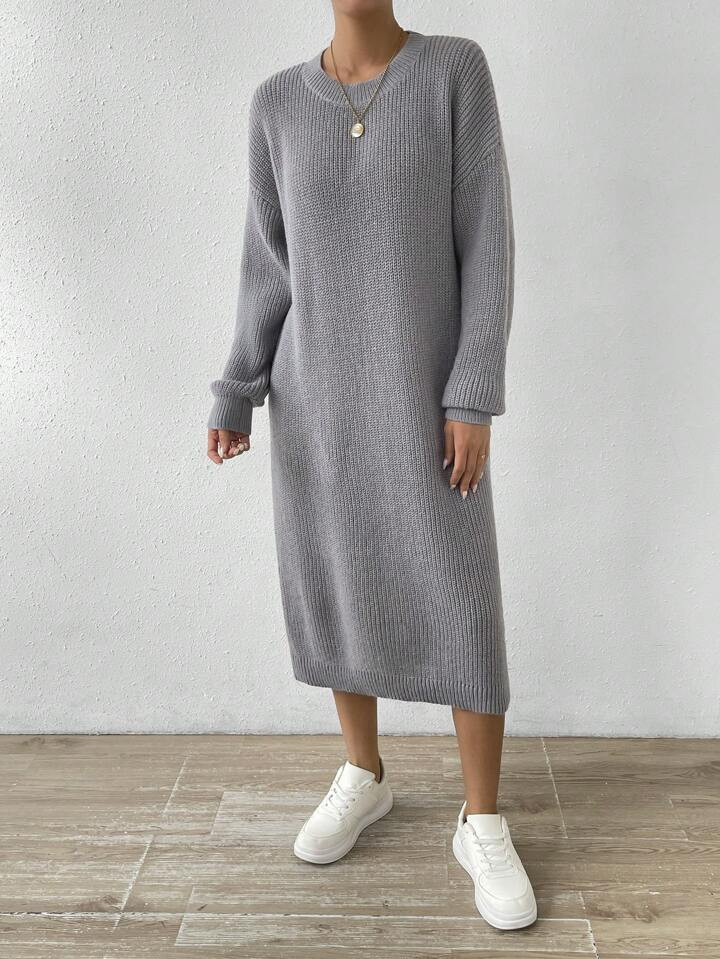 SHEIN Essnce Drop Shoulder Sweater Dress Without Belt | SHEIN