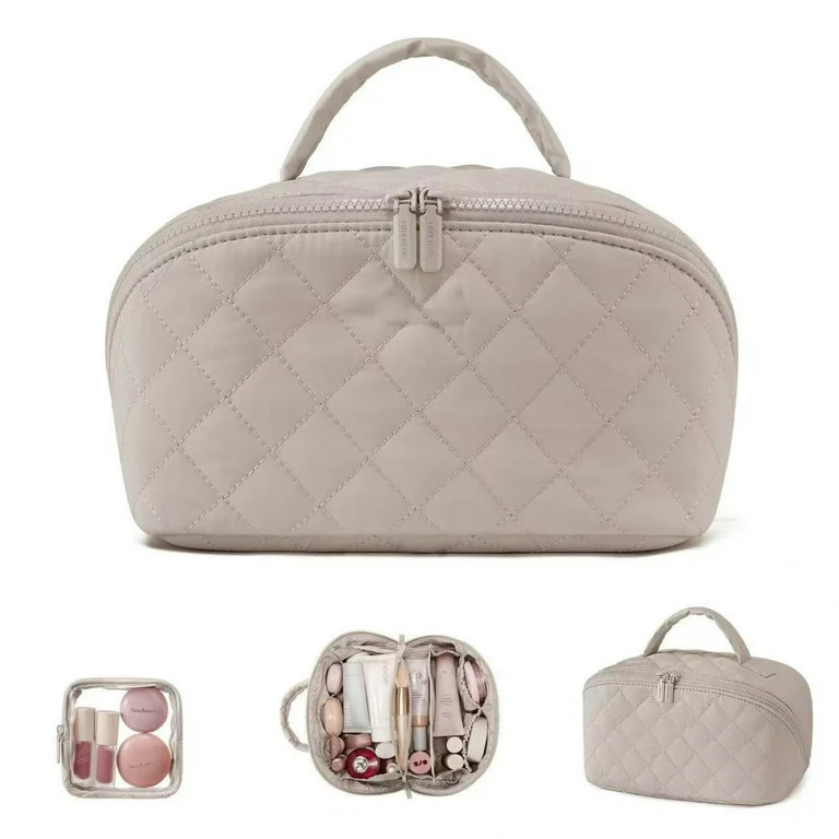 Travel Makeup Bag for Woman, Set Makeup Bags with Compartments Large Capacity Pouch Open Flat Sma... | Walmart (US)