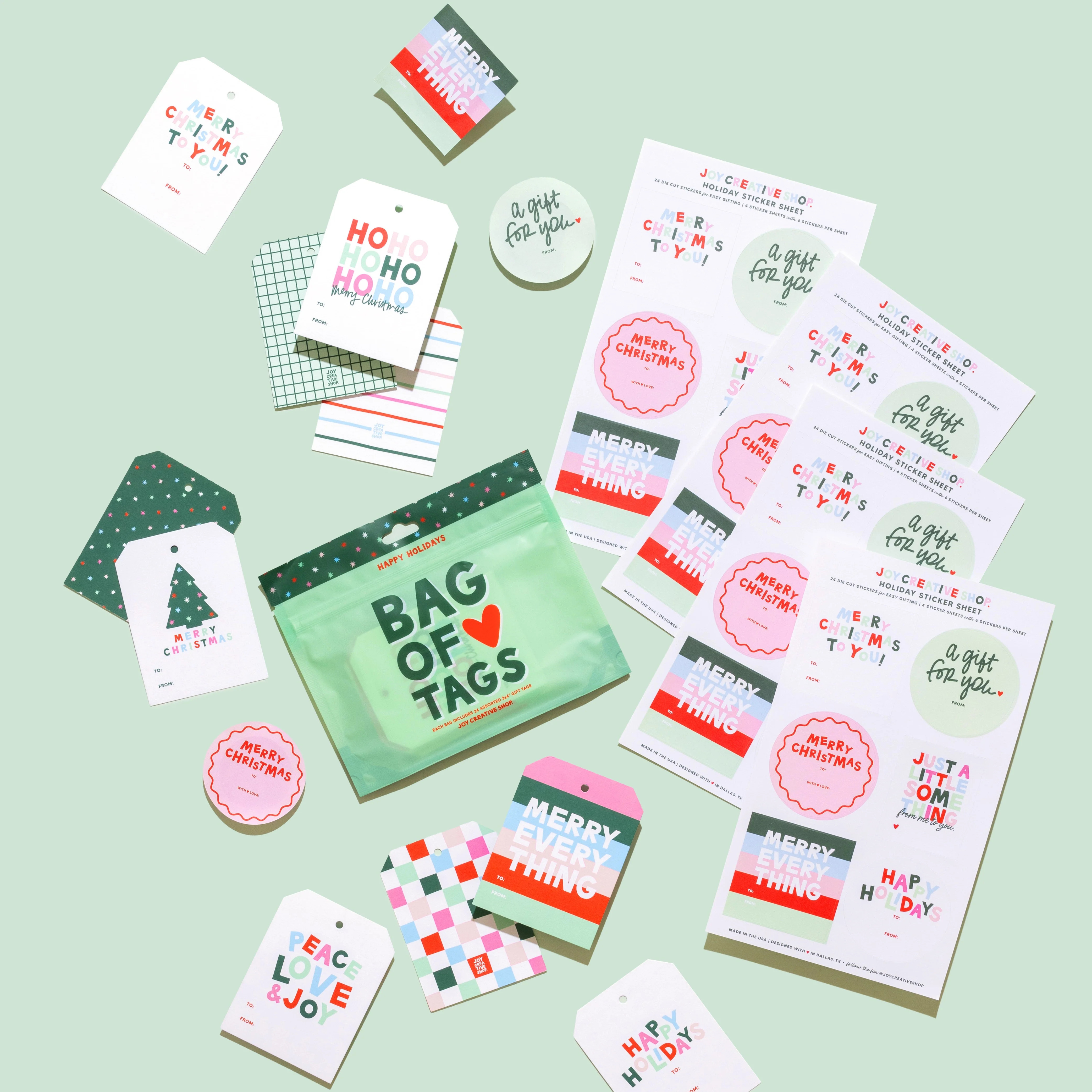 Holiday Bag of Tags & Sticker Sheet Bundle | Joy Creative Shop