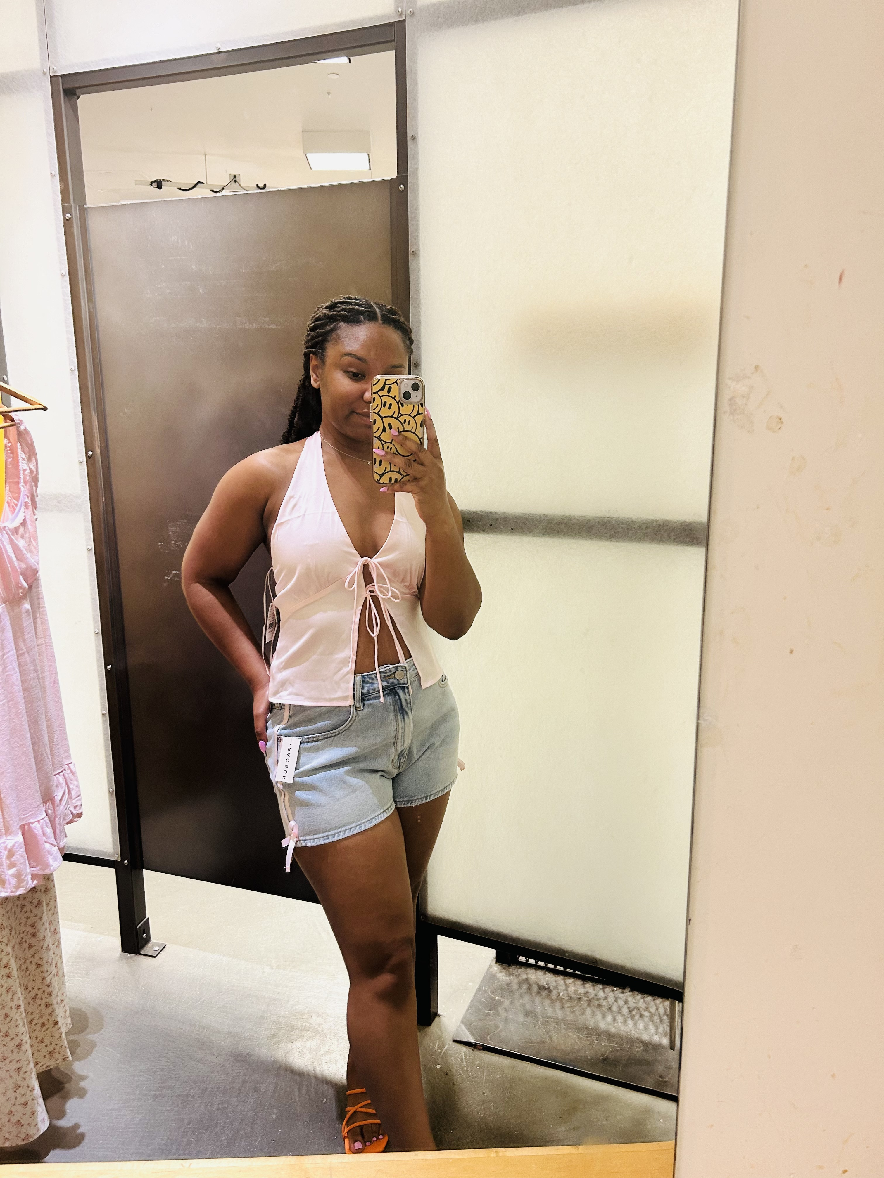 CURRENTLY 30% OFF | Soft, simple, and perfect for summer days. This pink halter top + denim combo is giving cute & casual. | Top: Small, Bottoms: 32 (room to size down)
#petite #midsize #curvy #pink #denimshorts

#LTKStyleTip #LTKSaleAlert #LTKFindsUnder50
