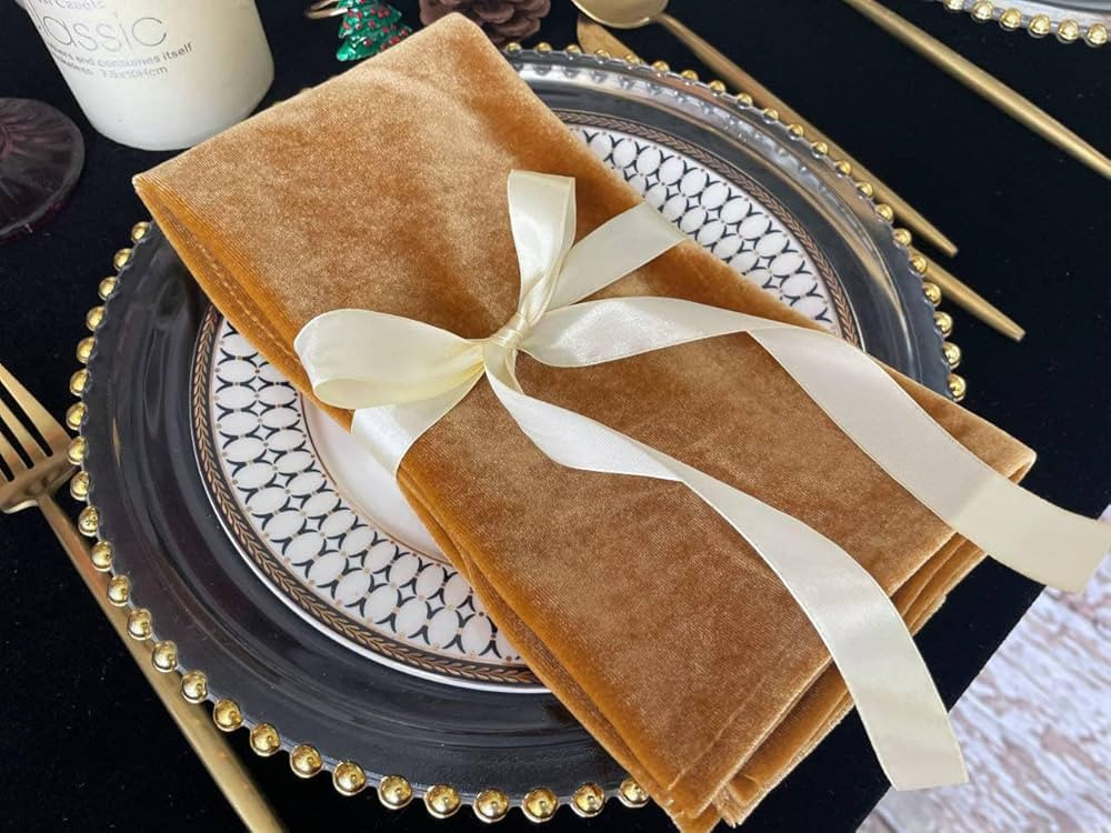 EHLDekol Velvet Napkins,20 x 20 Inches Soft Dinner Napkin,Weddings Napkin,Table Napkins Suitable ... | Amazon (US)