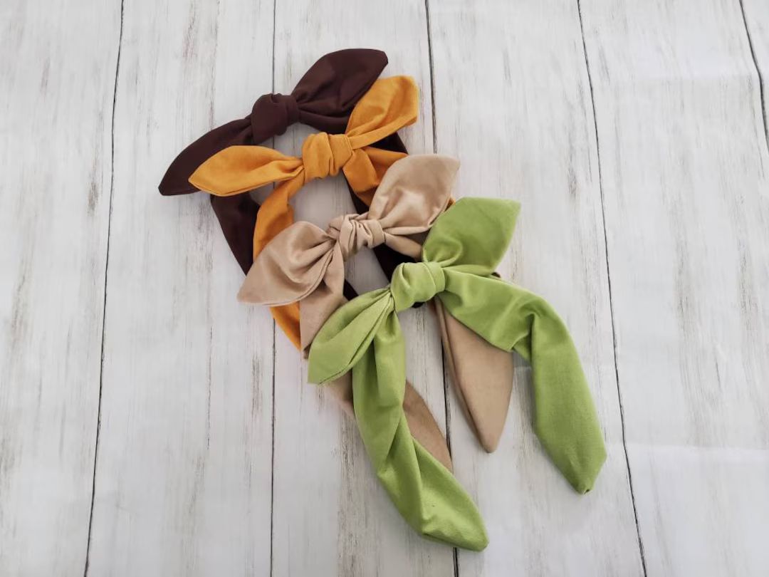 Safari Neutral Solids in Tan, Mustard, Brown & Green Knotty Bow Headbands - Etsy | Etsy (US)