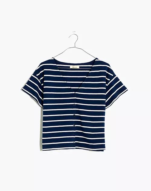 V-Neck Button-Front Boxy-Crop Tee | Madewell