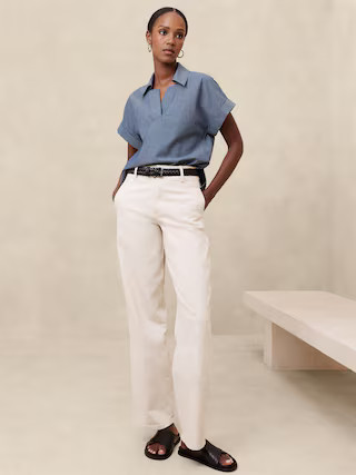 Collar-Neck Chambray Top | Banana Republic Factory