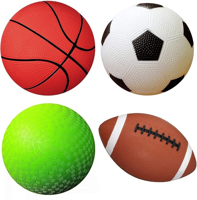 AppleRound Pack of 4 Toy Sports Balls with 1 Pump for Toddlers and Kids: 5-Inch Basketball, 5-Inc... | Amazon (US)
