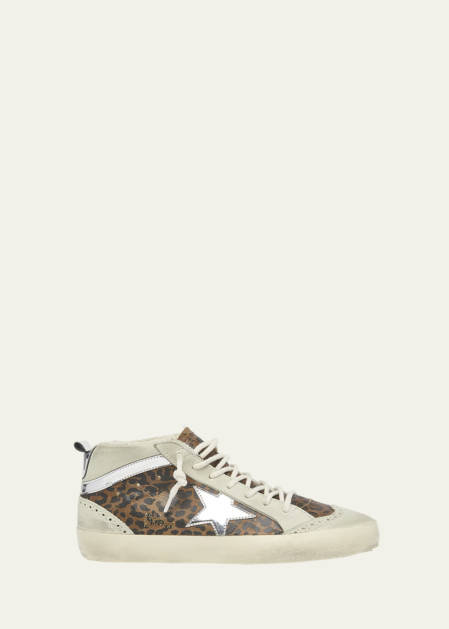 Golden Goose Mid Star Leopard Suede Wing-Tip Sneakers | Bergdorf Goodman