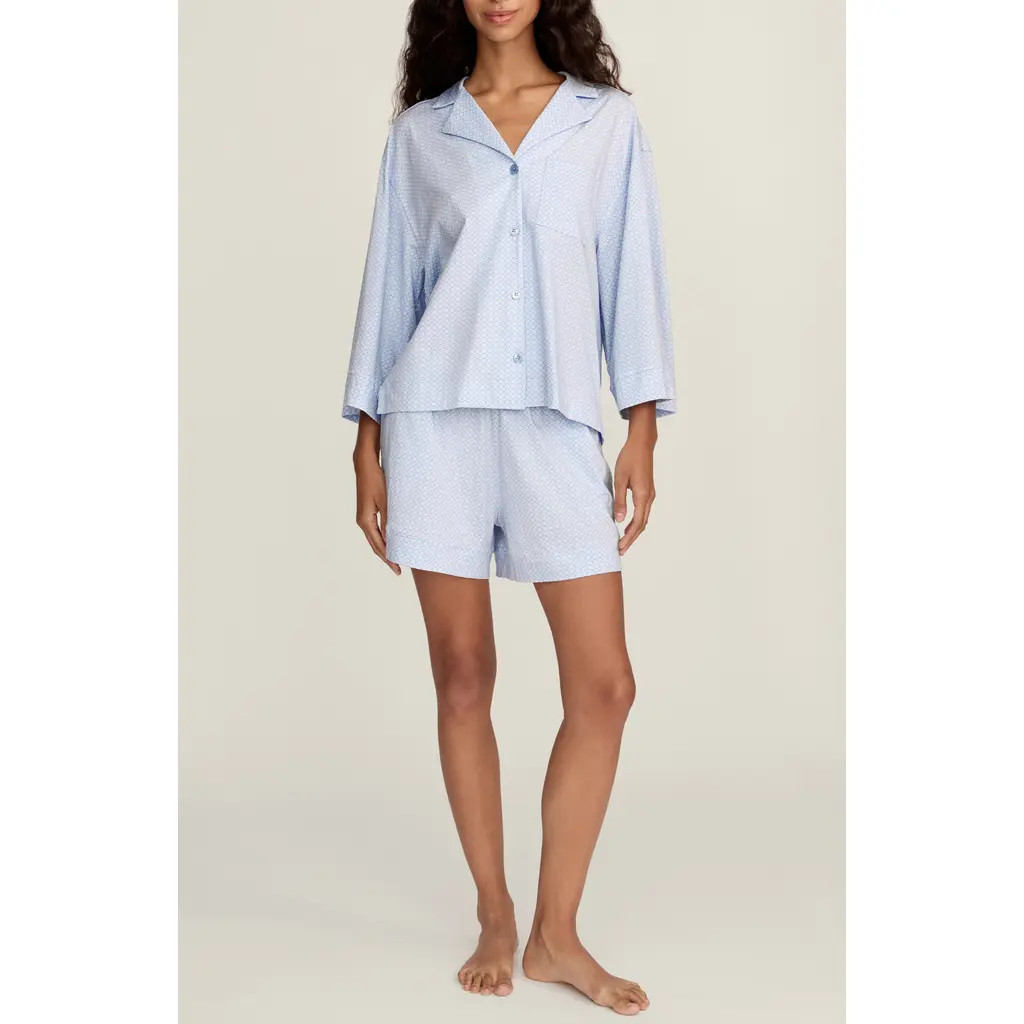 Petite Plume Olivia Pima Cotton Short Pajamas in Blue at Nordstrom, Size X-Large | Nordstrom