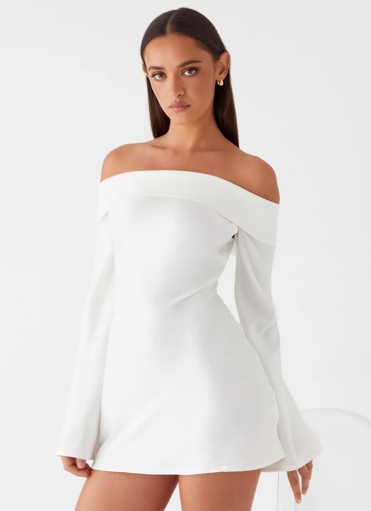 Lumina Long Sleeve Mini Dress - White | Peppermayo (Global)