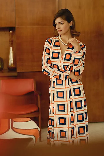 Hutch Geo-Printed Wrap Maxi Dress | Anthropologie (US)