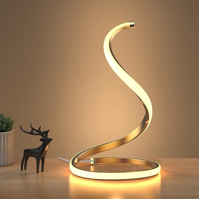 NUÜR Spiral LED Table Lamp, Modern 3 Colors Dimmable Desk Lamp with Minimalist Lighting Design &... | Amazon (US)
