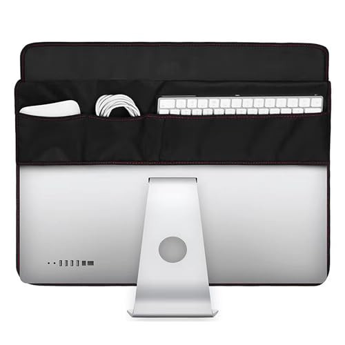 Monitor Dust Cover for iMac 27 inch PU Leather Anti-Static Dustproof Protective Cover for LCD/LED/HD Panel Case Computer Sleeve Monitor Dust Cover with Rear Pocket(Black, 27inch) | Amazon (US)