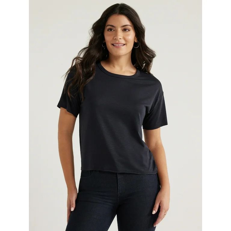 Sofia Jeans Women's Boxy Tee with Short Sleeves, Sizes XS-3XL - Walmart.com | Walmart (US)