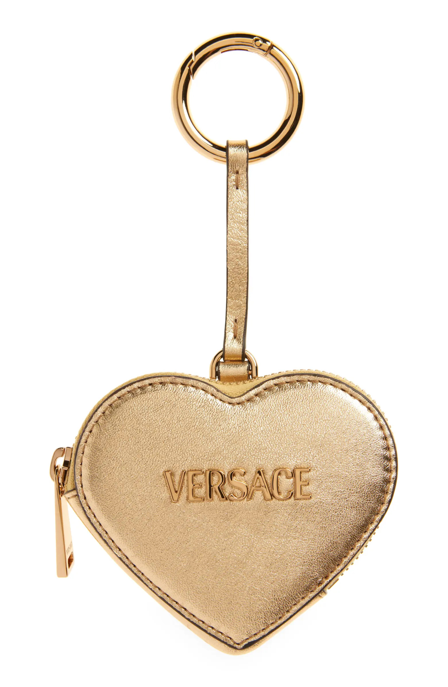 Versace Logo Heart Leather Coin Purse Charm | Nordstrom | Nordstrom