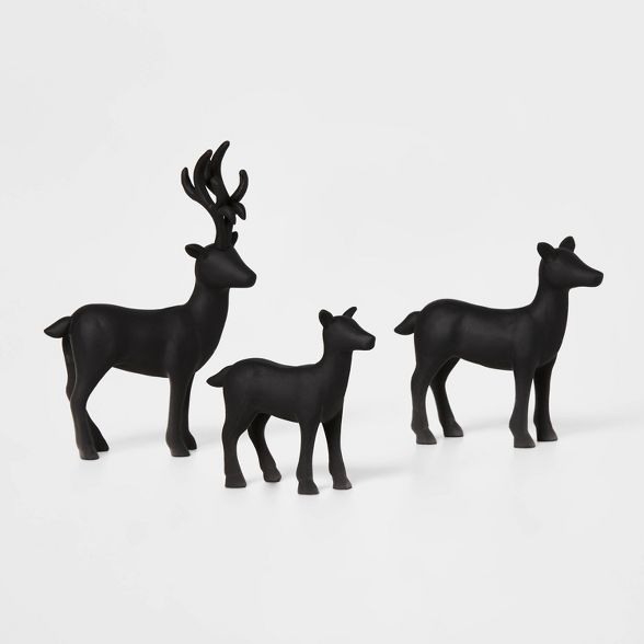 3pk Resin Reindeer Decorative Figurine Set Black - Wondershop™ | Target