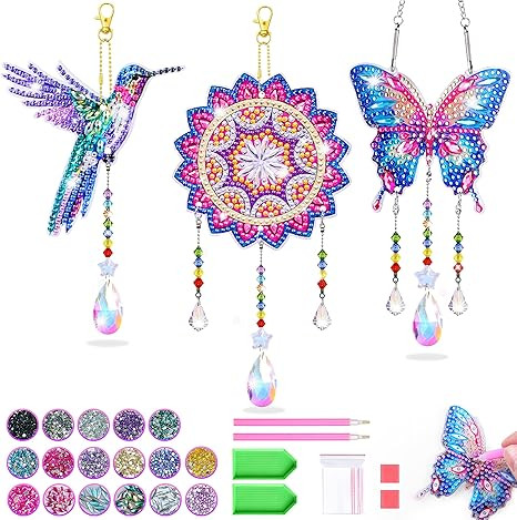 Crafts for Girls 8-12, Diamond Art Kits for Girls Ages 10-12, 3 PCS Diamond Art, DIY Suncatchers ... | Amazon (US)