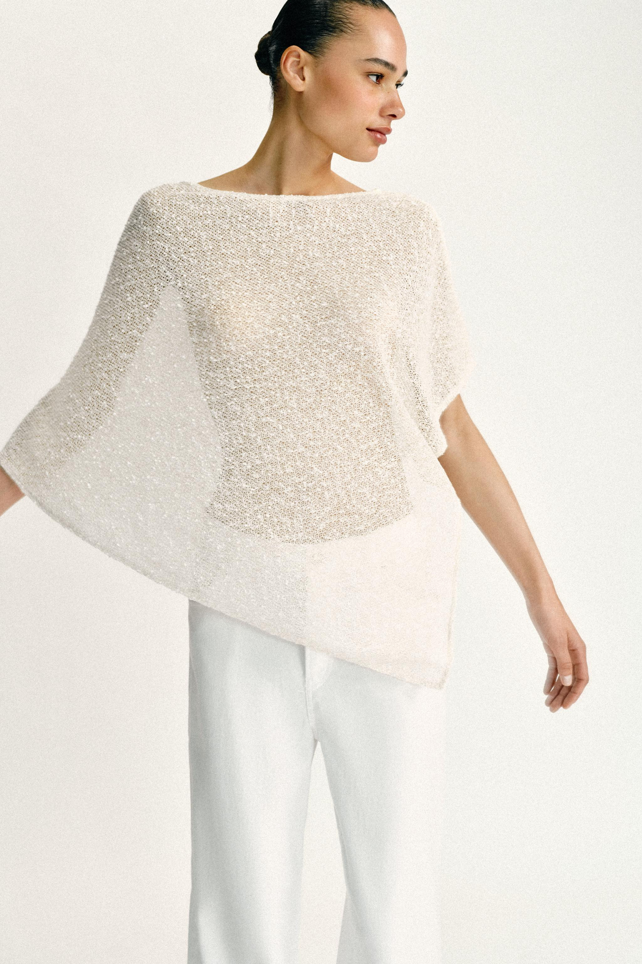 METALLIC THREAD ASYMMETRIC CAPE | Zara US