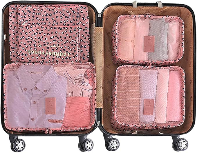 Mossio 7 Set Packing Cubes with Shoe Bag - Travel Carry On Luggage Organizer | Amazon (US)