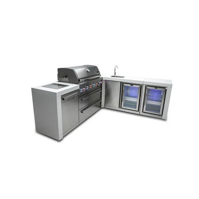 Mont Alpi 90 Degree Deluxe Stainless Steel Outdoor Island BBQ Grill + Beverage Center + Refrigerator | Wayfair North America