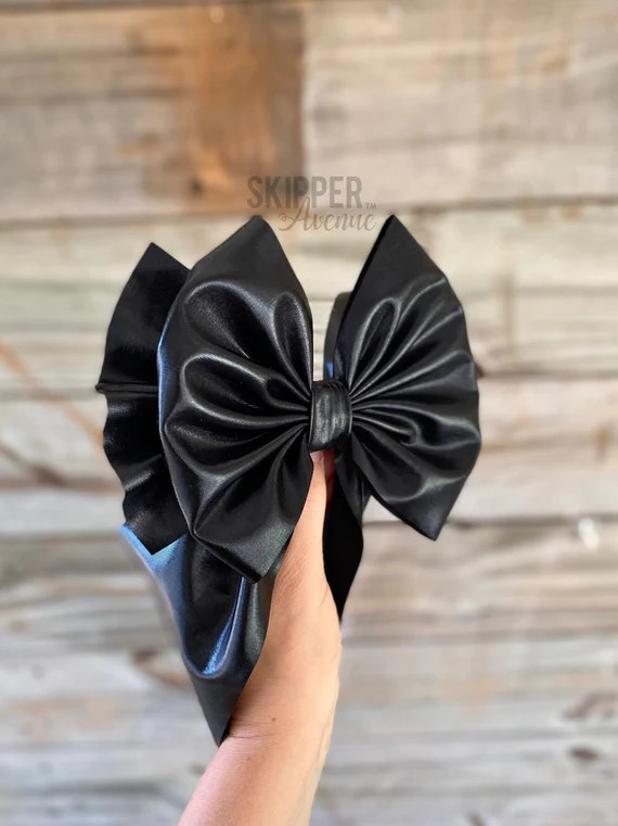 BLACK PLEATHER • Stand-Up Headwraps, Permanently Sewn & Pull-Proof, Big Bow Headbands, Newborn ... | Etsy (US)
