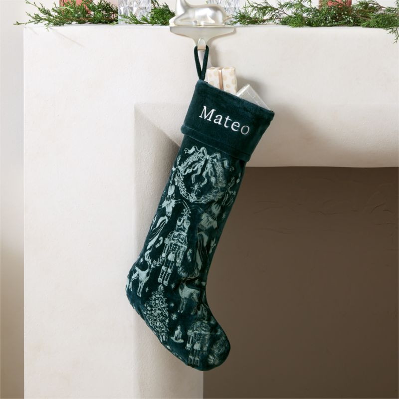 Nutcracker Kingdom Green Velvet Christmas Stocking | CB2 | CB2