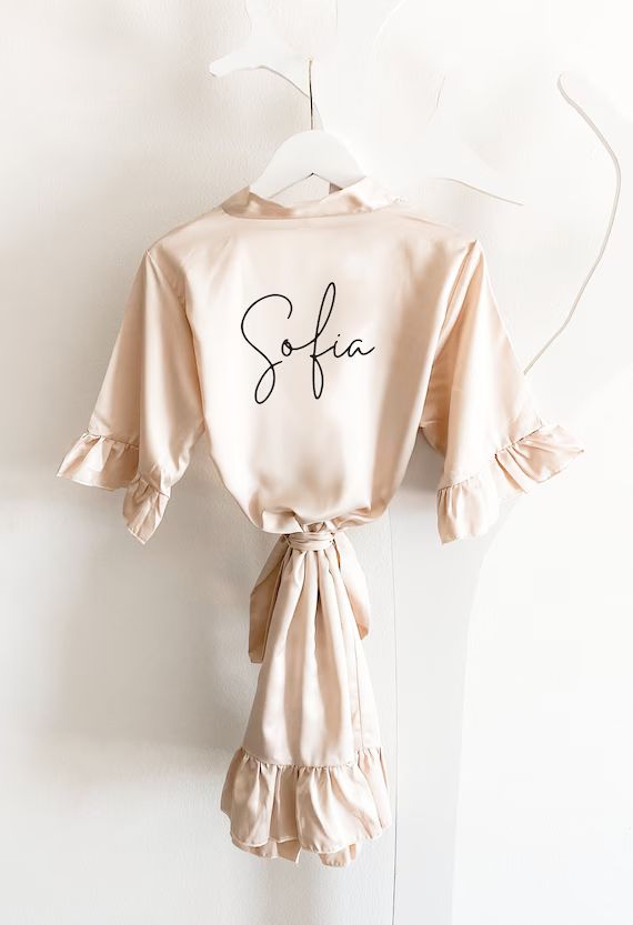 Ruffled Robes for Girls Champagne Flower Girl Robes Personalized Girls Robe Flower Girl Gift (EB3... | Etsy (US)