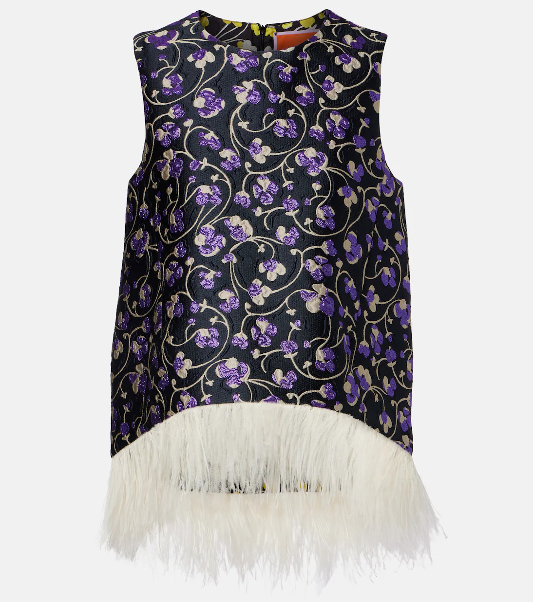 La Scala feather-trimmed jacquard top | Mytheresa (US/CA)